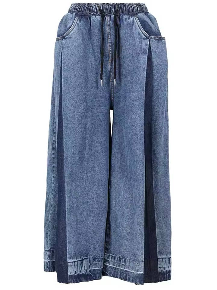 Weit geschnittene Jeans mit elastischem Bund für den Großhandel von Luxe & Leather by Madonna & Co