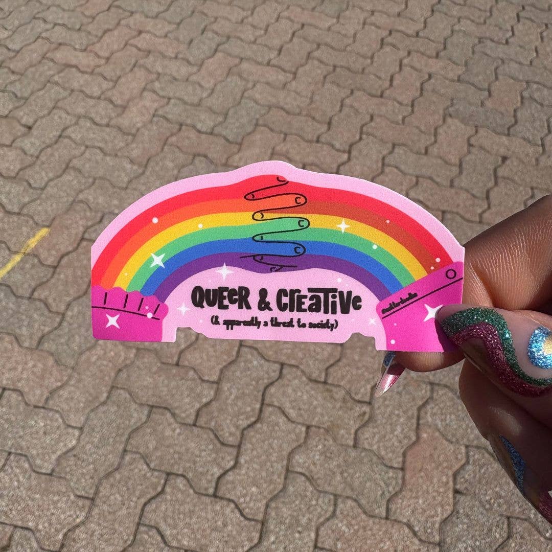 NatterDoodle - Wholesale Sticker - Queer and Creative and Apparently, Threat to Society Sticker4