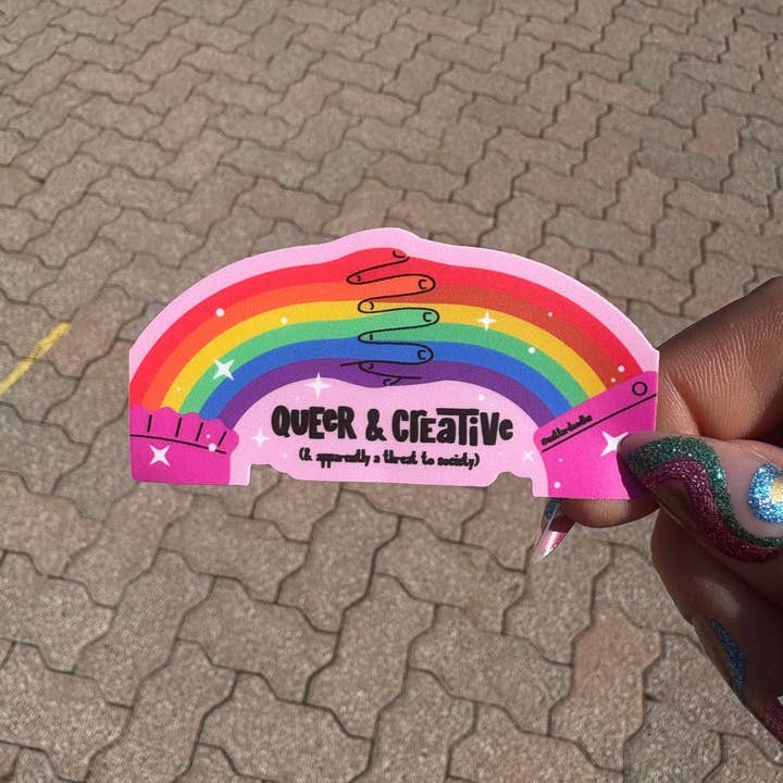 NatterDoodle - Wholesale Sticker - Queer and Creative and Apparently, Threat to Society Sticker4