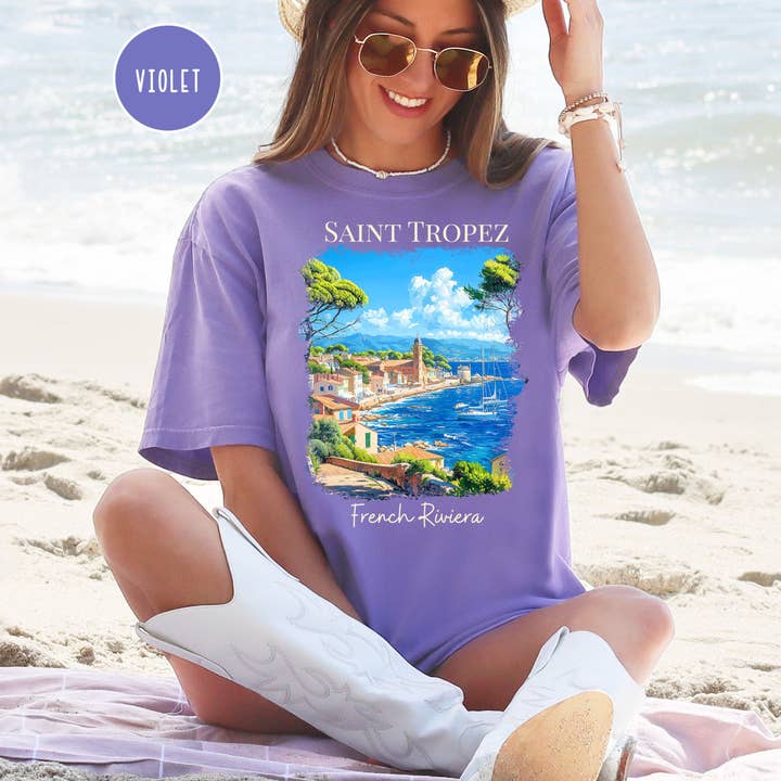 Saint Tropez French Riviera Comfort Colors® Tee for wholesale by CindyL Boutique