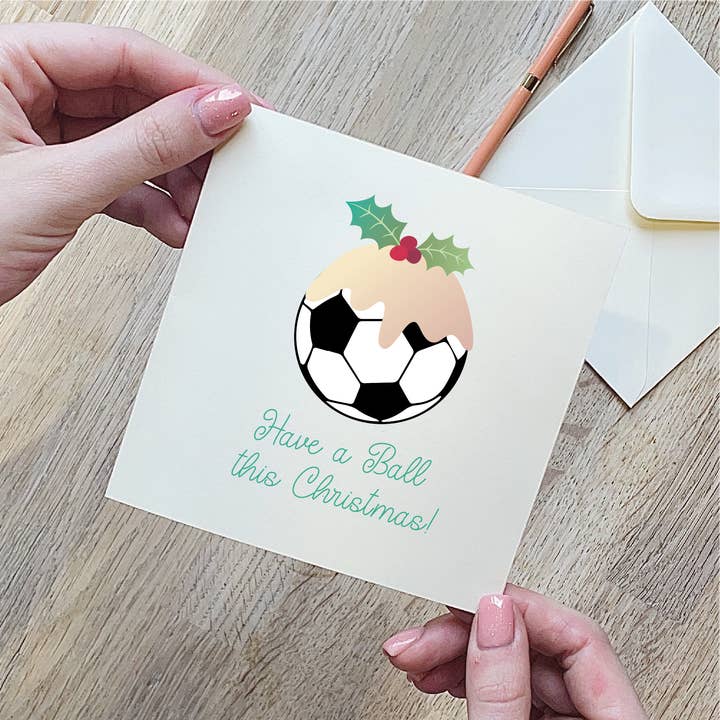 Football Christmas Pudding Christmas Card for wholesale by Alphabet Studios