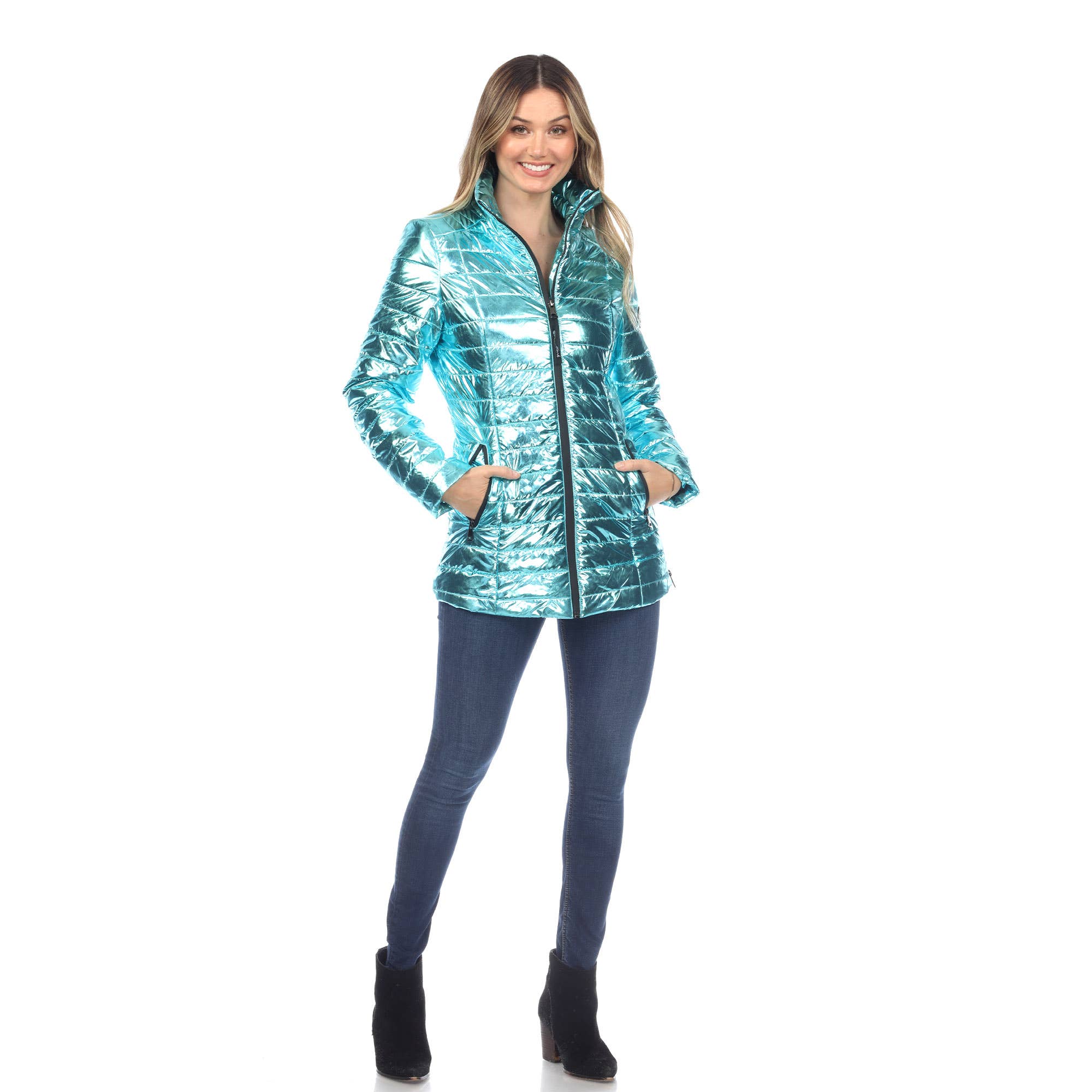 WHITE MARK - Wholesale Puffer Jacket - Women's - Women's Metallic Puffer Coat7
