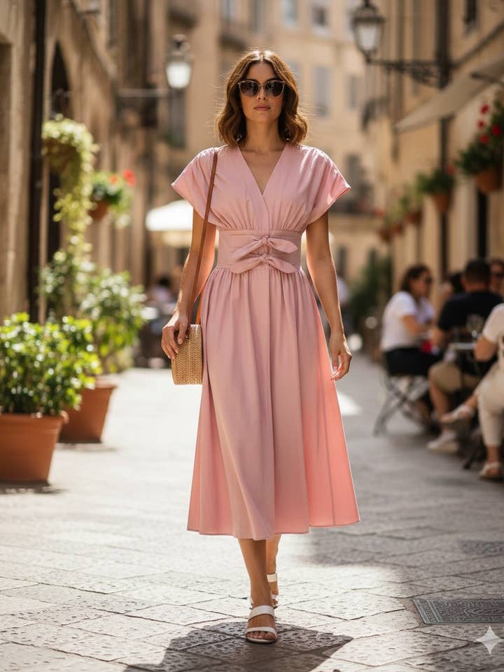 Abito a tinta unita (02-3650) per la vendita all'ingrosso da parte di aikha