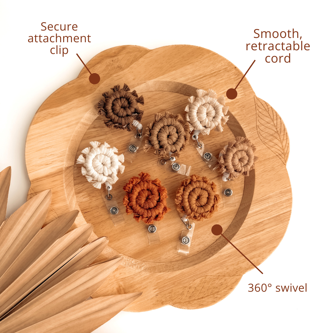 Meraki The Studio Co. - Wholesale Badge Accessory - Unisex - Macrame Badge Reel | Retractable ID + Name Card Holder6
