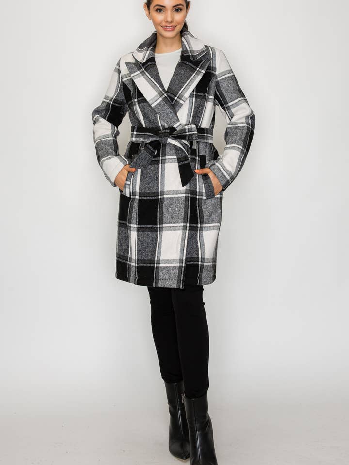 PATRONCITO USA INTERNATIONAL, INC - Wholesale Coat - Women's - Women's Long Coat Plaid Jacket with belt (LJ400)15