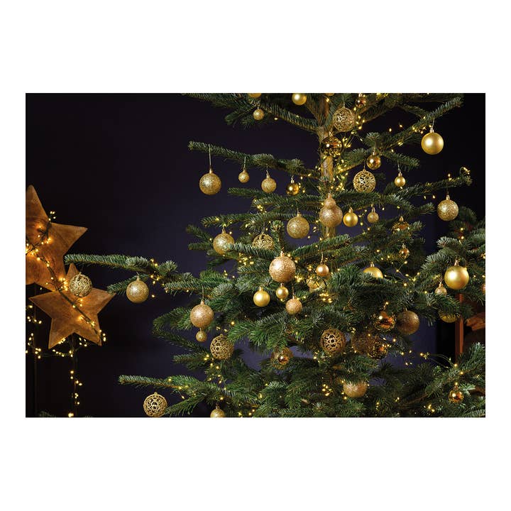 Wurm - Wholesale Christmas Decoration - Plastic Christmas baubles, set of 100, gold Ø3/4/6cm (W/H/D) 23x35x12cm1