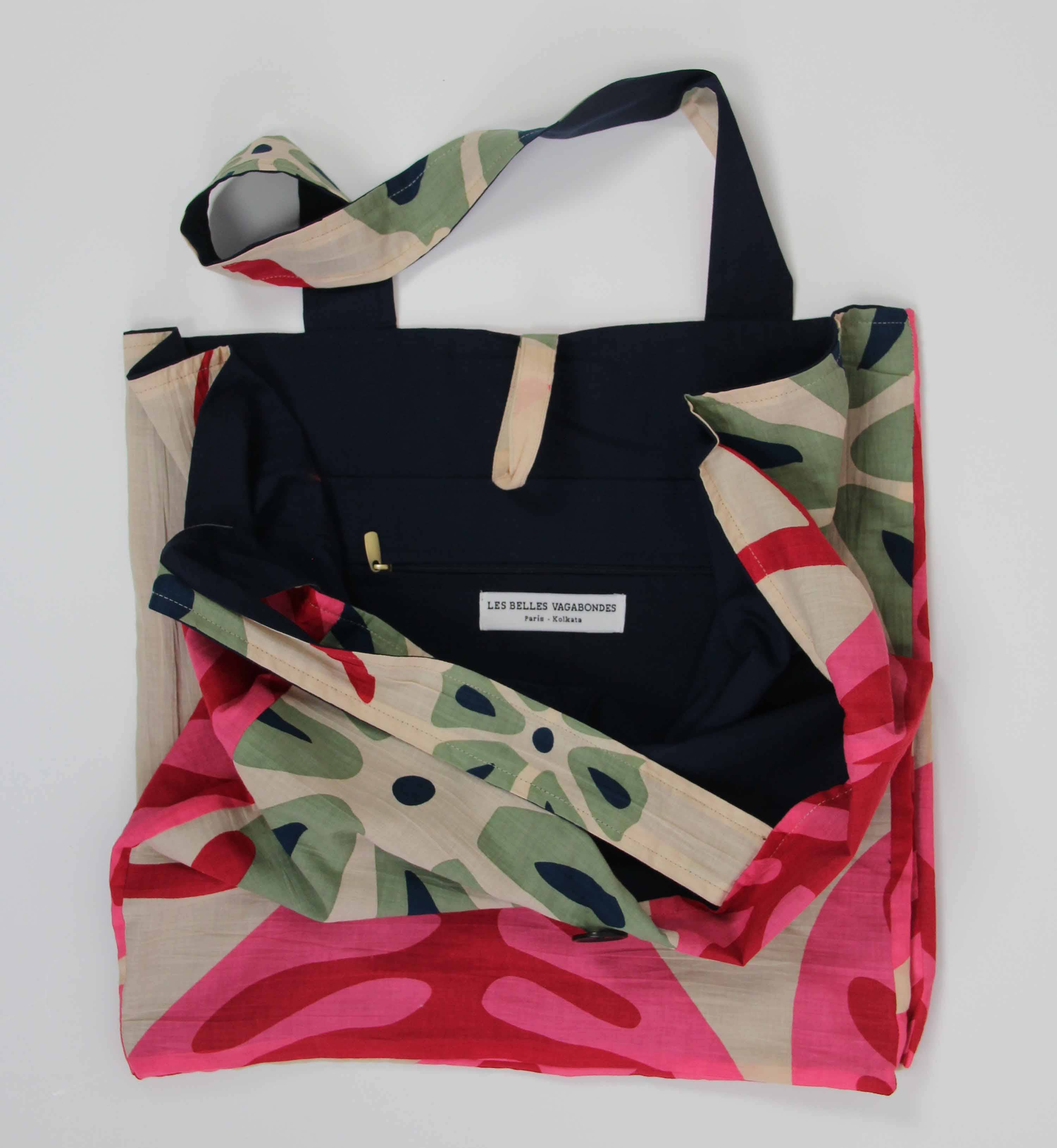 Les Belles Vagabondes - Wholesale Beach Bag - Upcycled Cotton Tote Bag Ecuador Rose Pink1