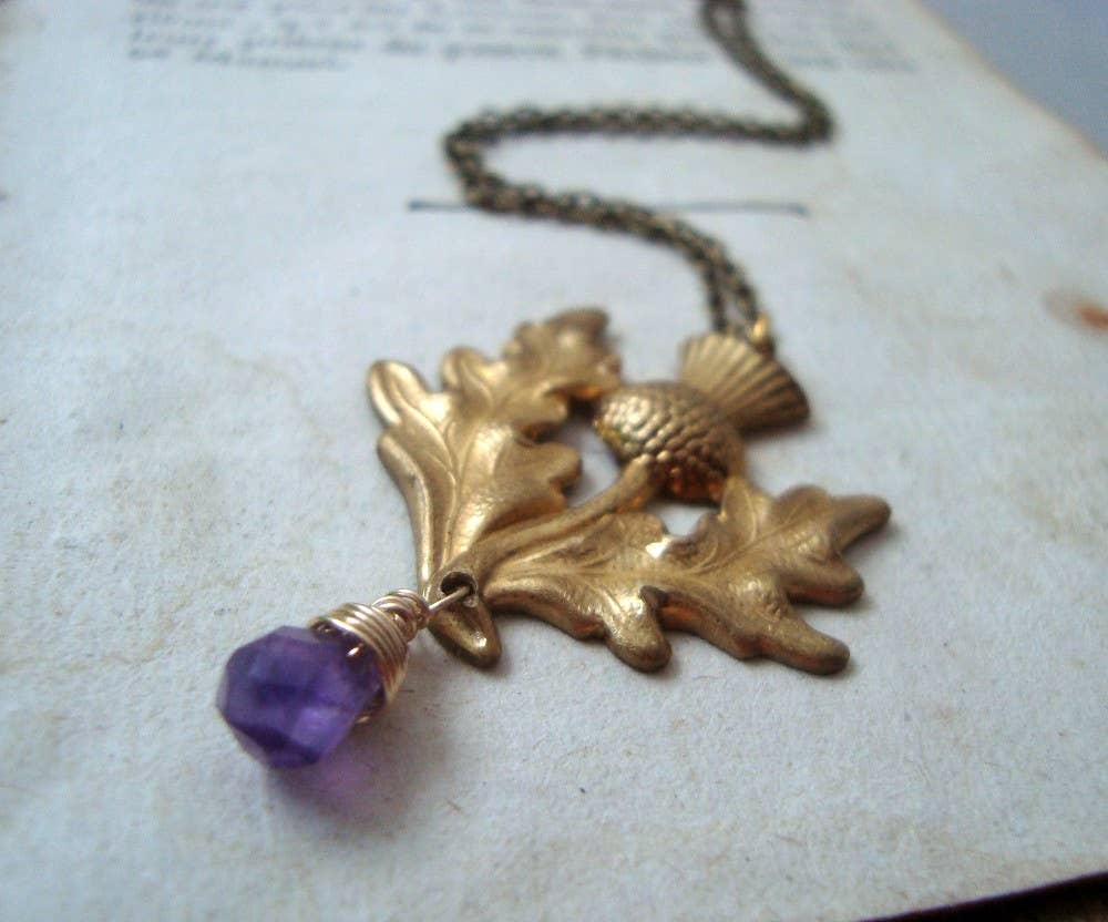 Fuchsia Bloom Studio - Wholesale Pendant/Charm Necklace - Scottish Thistle Necklace With Amethyst1