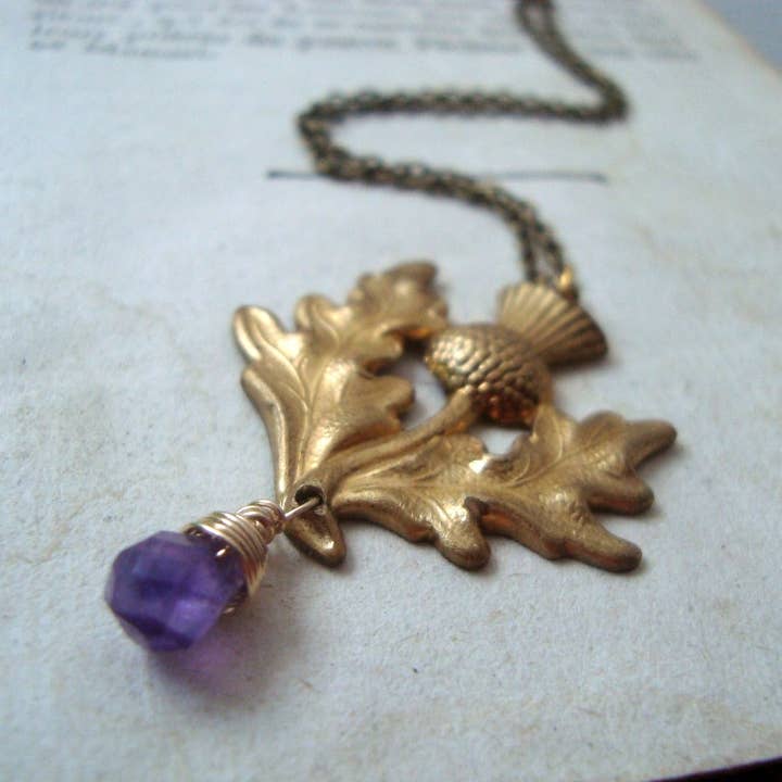 Fuchsia Bloom Studio - Wholesale Pendant/Charm Necklace - Scottish Thistle Necklace With Amethyst1
