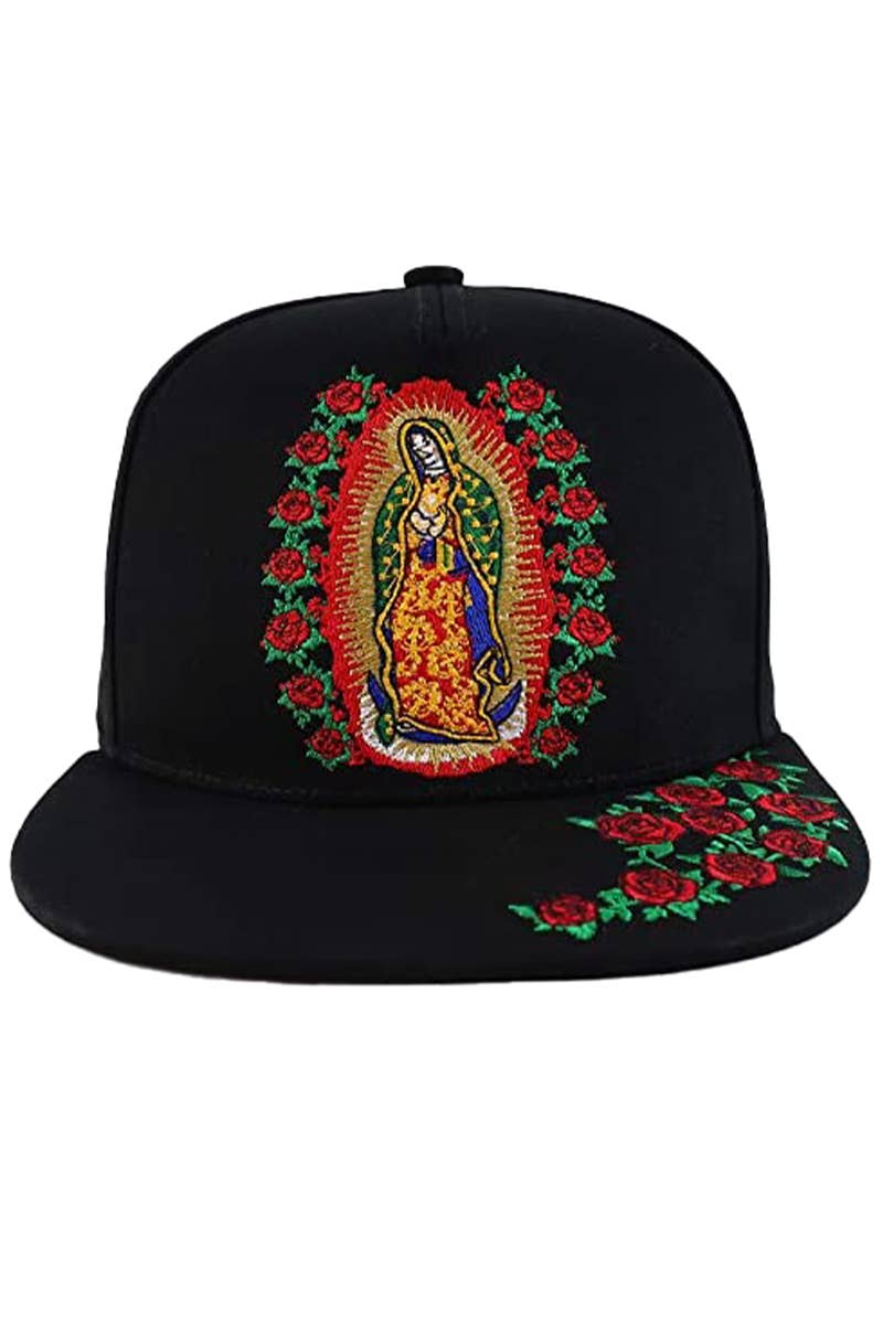 Cap Zone – Großhandel Flat Brim Cap – Unisex – Unserer Lieben Frau von Guadalupe Rose Flat Bill Snapback4