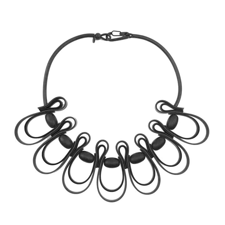 Bold designer rubber necklace, DYNAMIC SQUIGGLE for wholesale by Frank Ideas