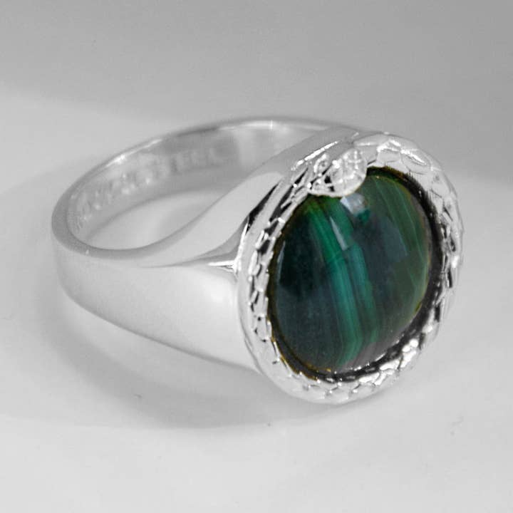 Ring ETERNITY MALACHIT | 925 Silber for wholesale by ROCK & STEEL