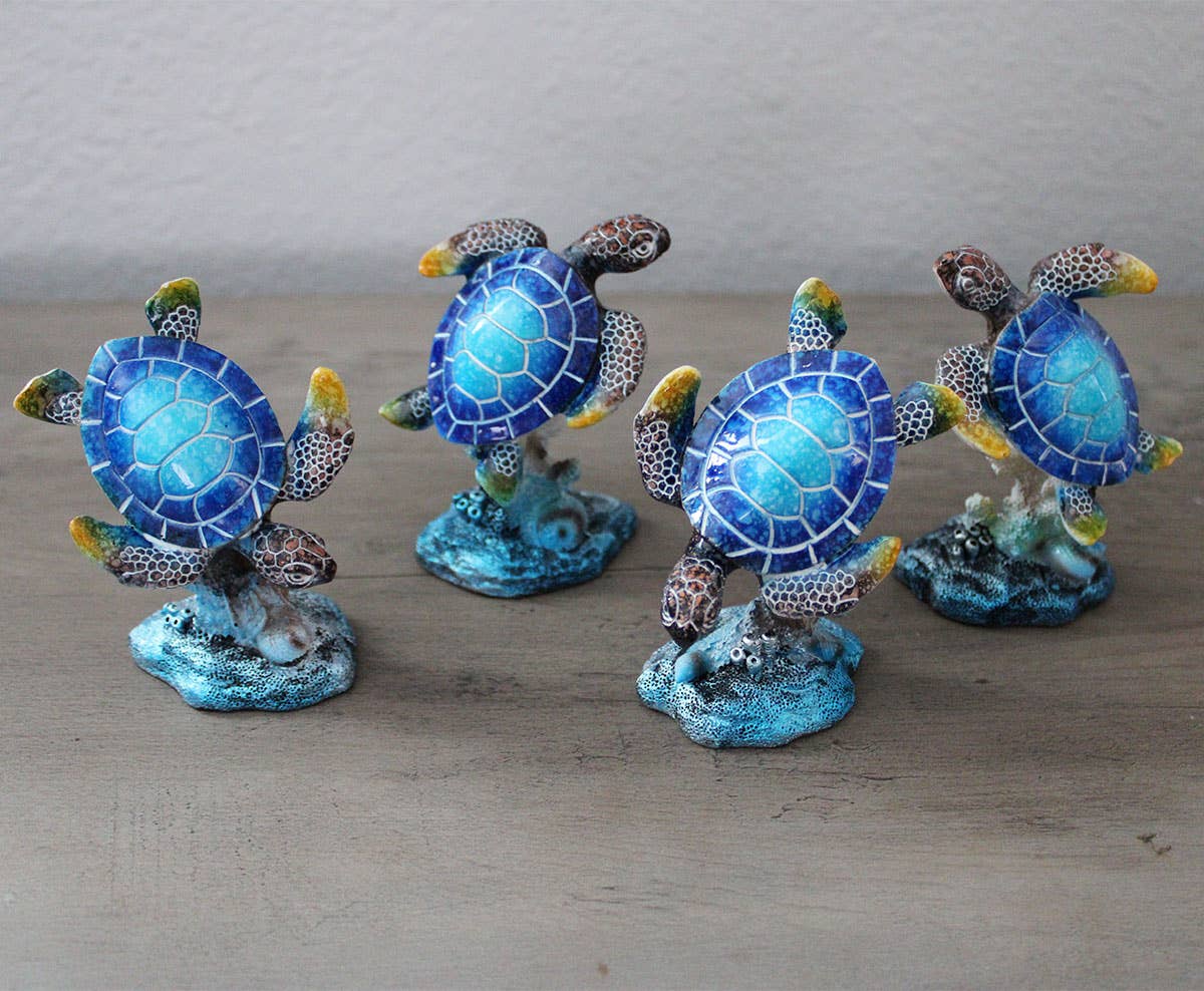 CB Home Collection - Wholesale Decorative Figurine - 3.5" Blue Sea Turtle Resin Figurines - 4 Assorted Designs1