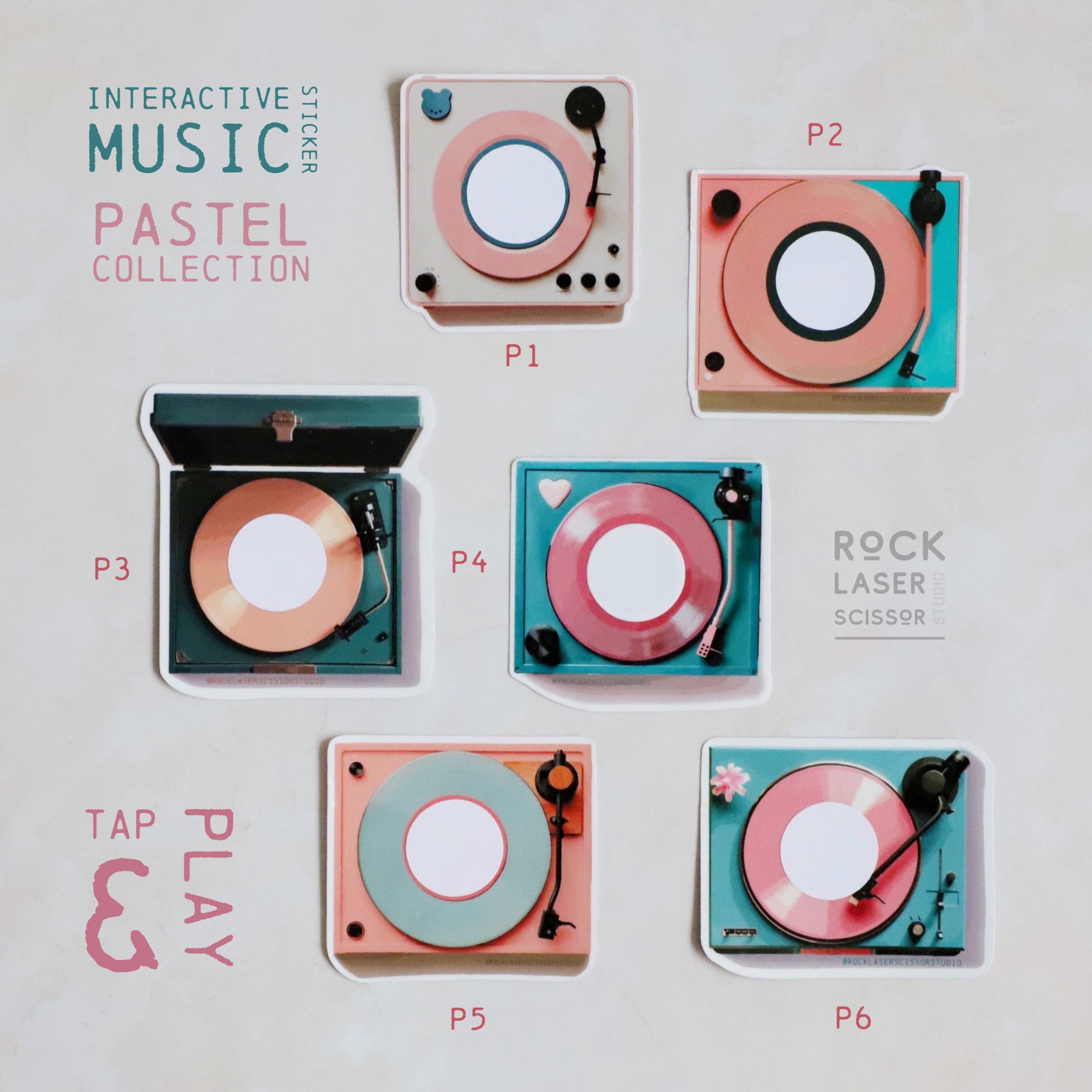 Rock Laser Scissor Studio – wholesale Sticker – Interactive Music Sticker Scannable w/ NFC Chip for Spotify2