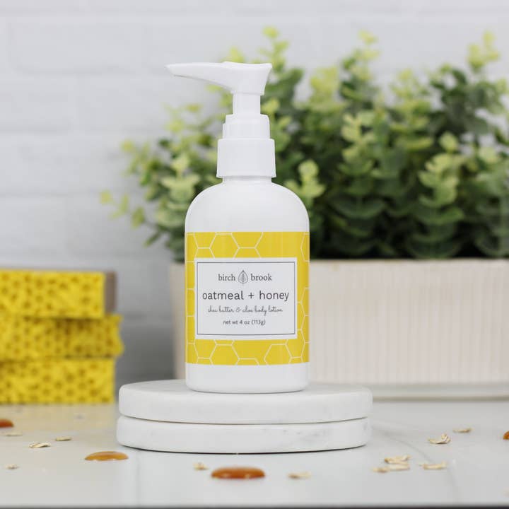 Oatmeal + Honey Hand and Body Lotion 4 oz for wholesale by Birch Brook Soaps