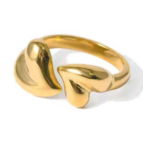 LOUIZ ring with golden hearts for wholesale by LOUIZ