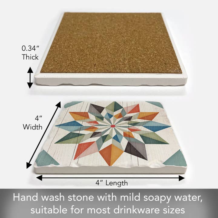 CounterArt/Highland Home/Thirstystone - Wholesale Coasters - Hex Star Single Absorbent Stone Tumbled Tile Coaster2