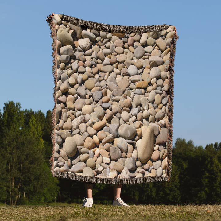 3dRose - Wholesale Throw Blanket - 3dRose, River rock pebbles with shades of different gray - stone, nature, pattern, round, zen, abstract, Blanket1