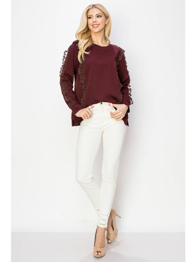 Joh Apparel – Engroshandel Strikket top - Dame – Rachela Pointe Strik Top Med Blonder