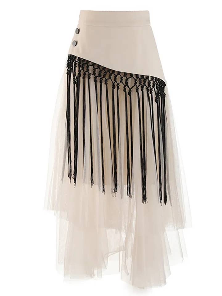 Luxe & Leather by Madonna & Co - Wholesale Skirt - Women's - Tassel Trim Tulle Skirt