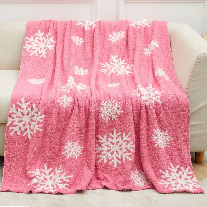Little Trendy - Wholesale Throw Blanket - Snowflake christmas patterned soft reversible throw blanket