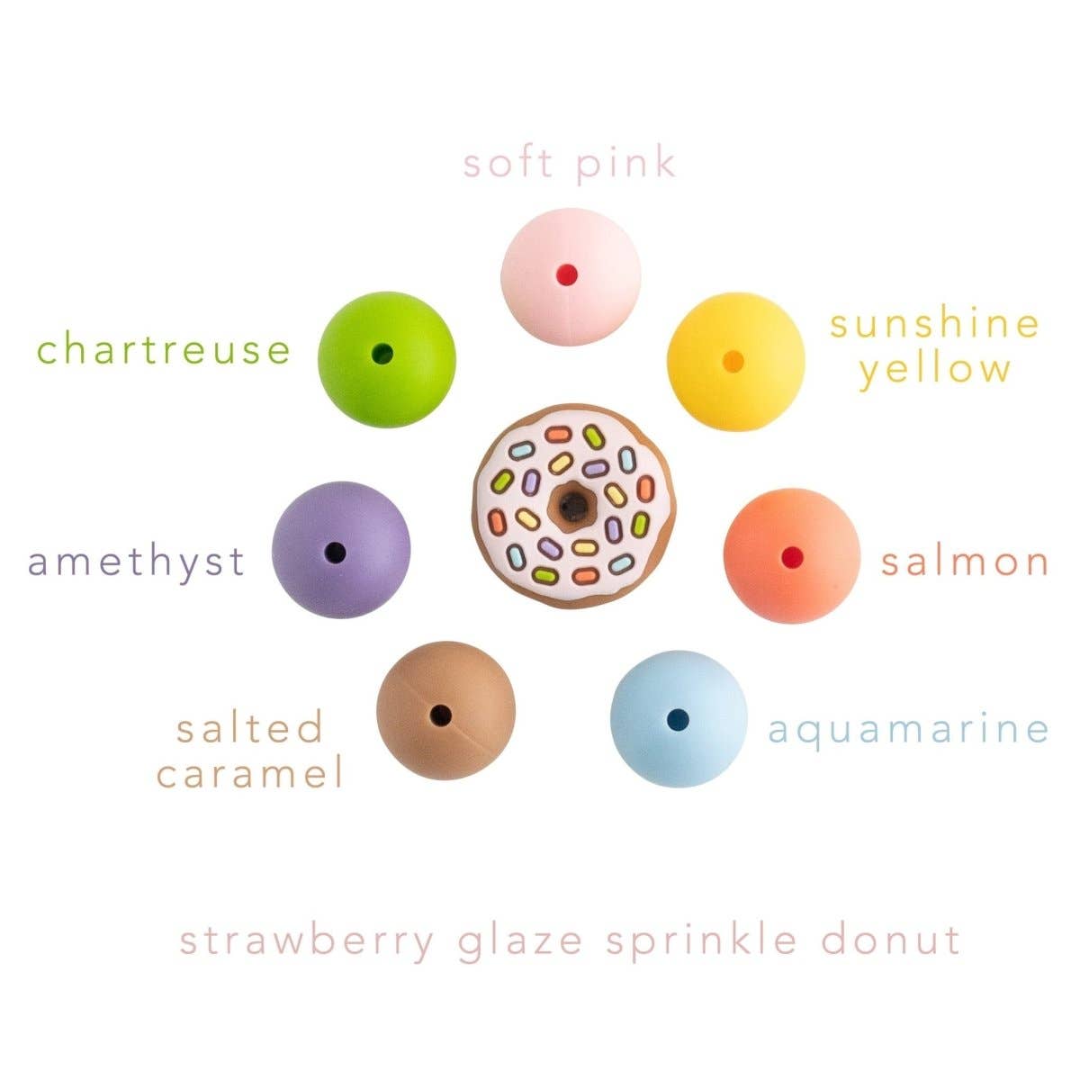 Cara & Co Silicone Craft Supply - Wholesale Craft Supplies - Sprinkle Donut Silicone Focal Beads3
