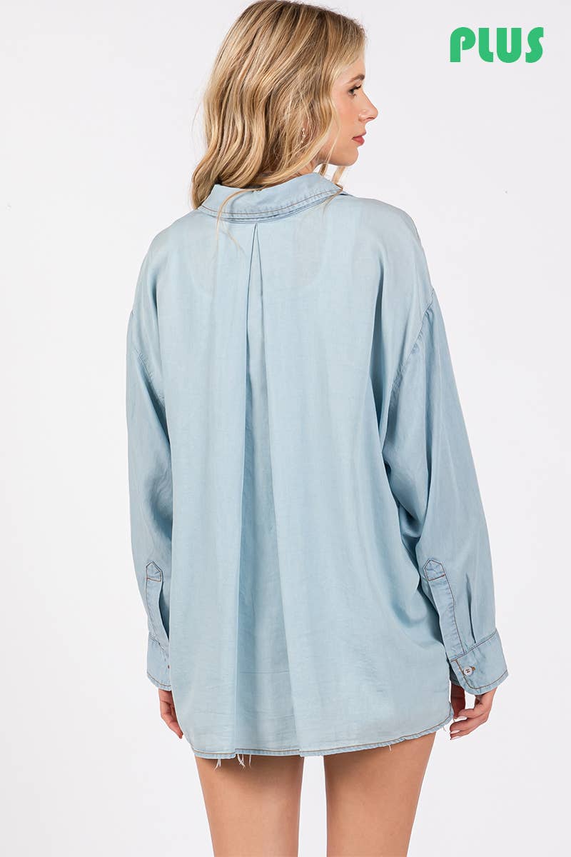 ZiA Apparel - Wholesale Button Down Shirt - Women's - V-NECK LAPEL COLLAR PLUS SIZE SHIRT 5