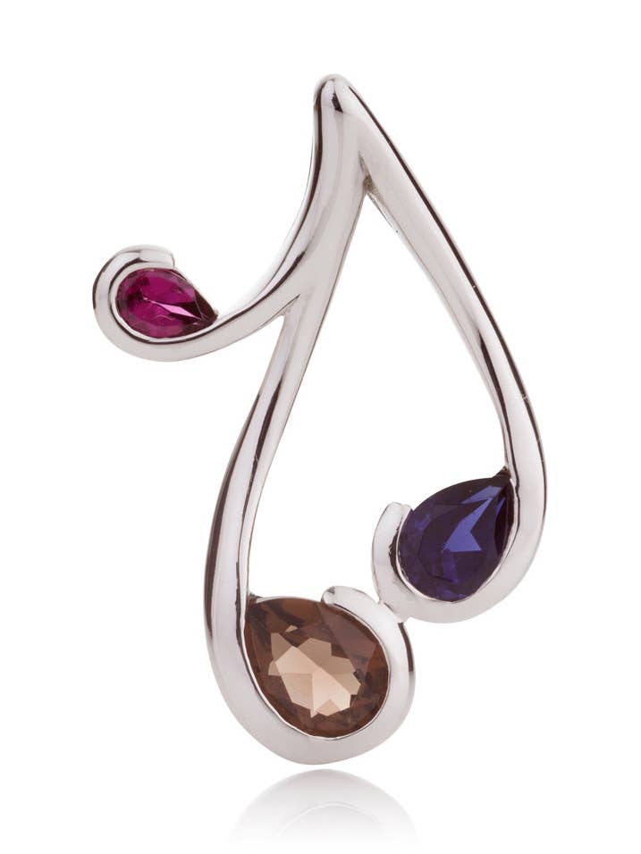 Ciondolo Tana in argento con quarzo fumé, iolite e rodolite per la vendita all'ingrosso da parte di Manja