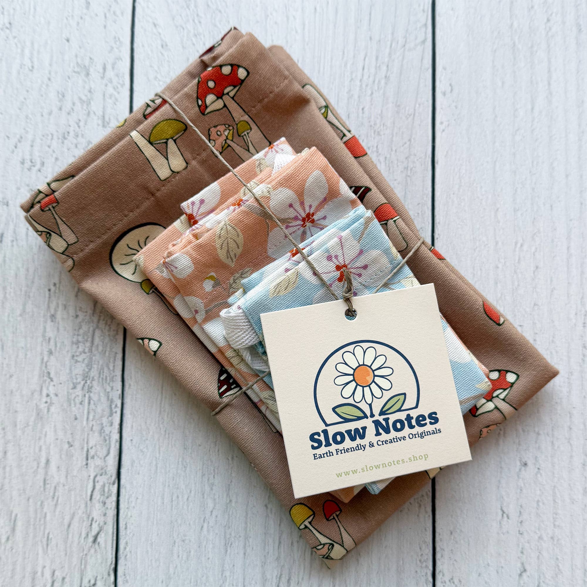 Slow Notes - Wholesale Gift Bag Set/Pack - Reusable Gift Bag Trio – 3-Piece Organic Cotton Set3