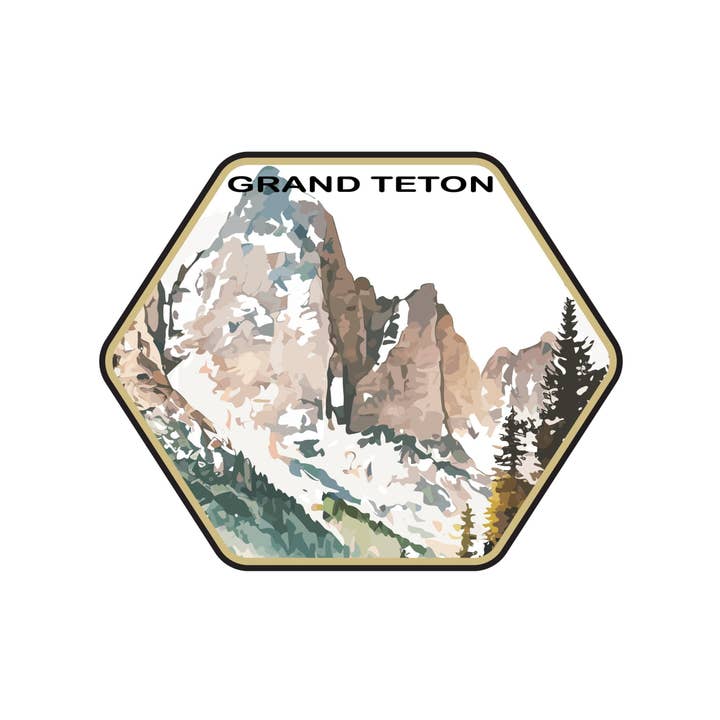 Grand Tetons Park Vinyl Sticker, Outdoor Adventure Decal for wholesale by Home Folk Studio