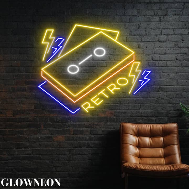 Neon Cassette Retro Wall Art, Vintage Cassette Music Led Art for wholesale by Glow Neon