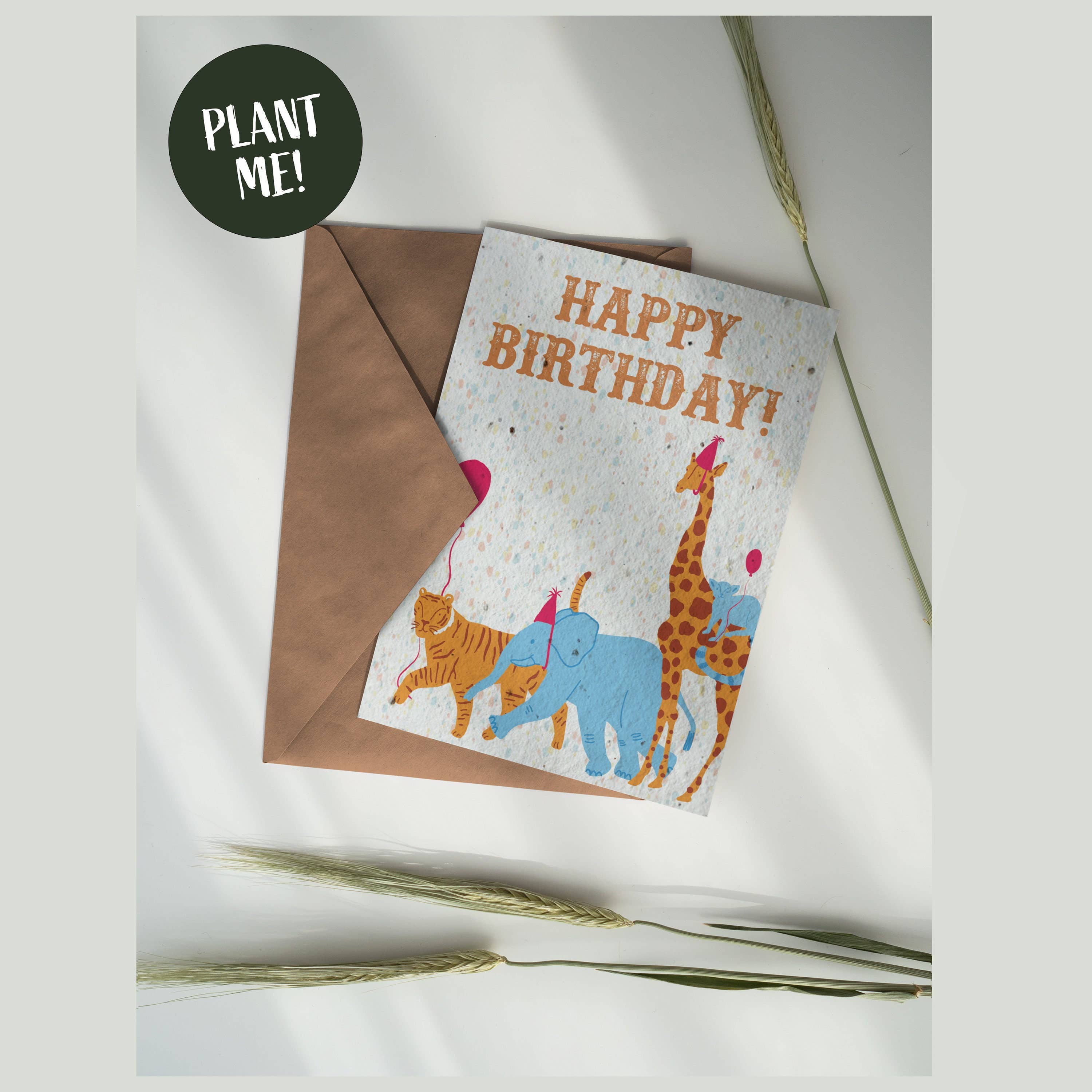 Purcell-Green Studios – wholesale Birthday card – Plantable Party Animal Birthday Card
