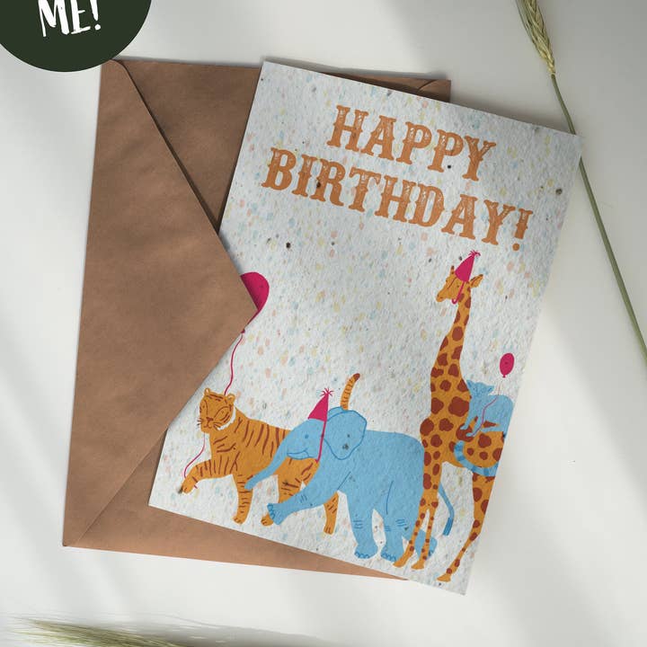 Plantable Party Animal Birthday Card for wholesale by Purcell-Green Studios
