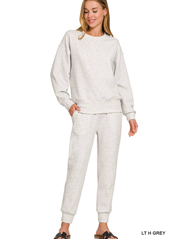 42POPS - Wholesale Lounge Set - Women's - ',._ Scuba Crewneck Pullover & Joggers 2 PC Set SI-2691011