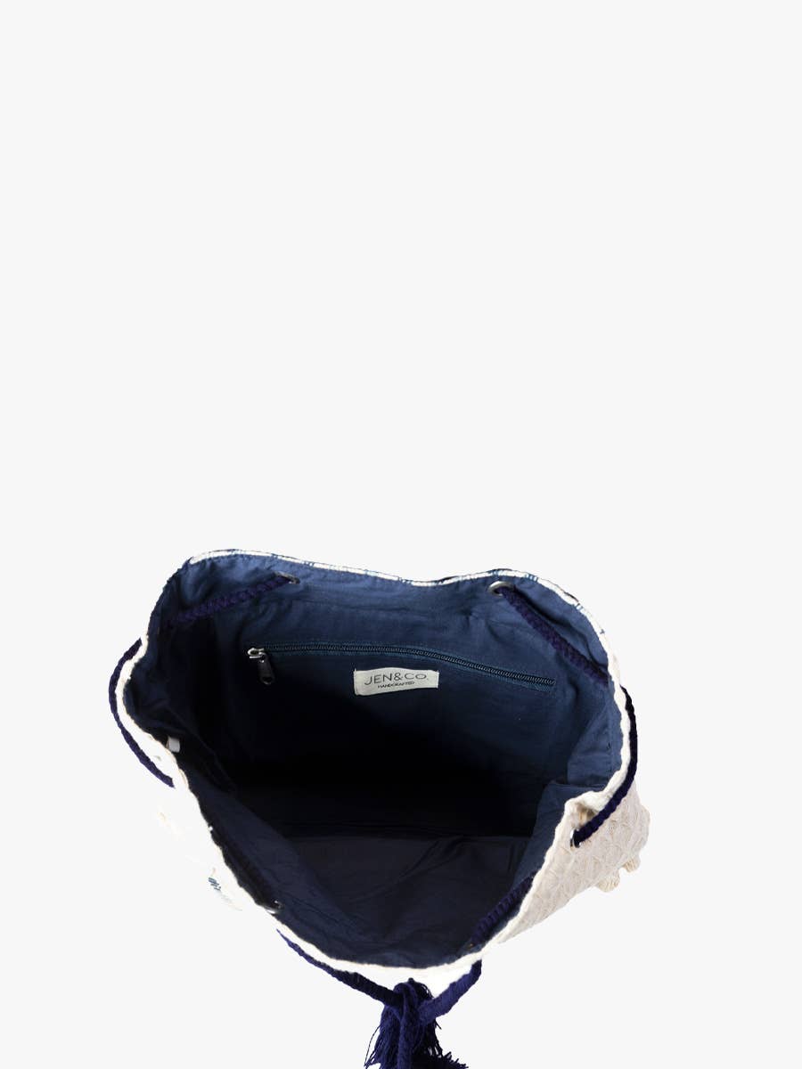 Jen & Co. - Wholesale Backpack - Women's - BP2301 Magdelena Aztec Cotton Backpack w/ Tassels4