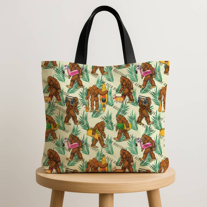 Bolso grande con cremallera de críptido de verano divertido y humorístico de Bigfoot robusto para venta al por mayor de The Geek Boutique