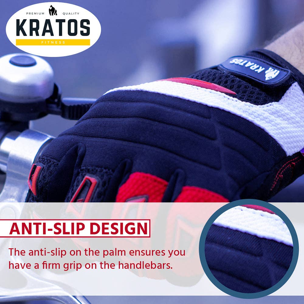 Kratos - Wholesale Gloves - Unisex - Red Mountain Bike Gloves for Men & Women with Knuckle Protection4