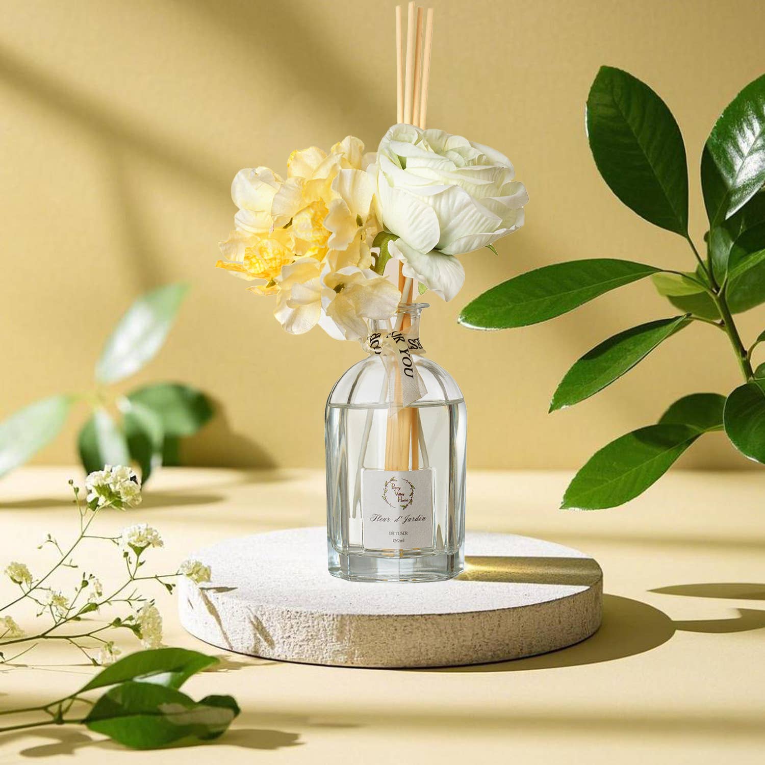 Pretty Valley Home – difusor de fragrâncias por atacado – Conjuntos de Difusores de Varetas com Flores Artificiais 120Ml / 4,05 FL Oz para Decoração7