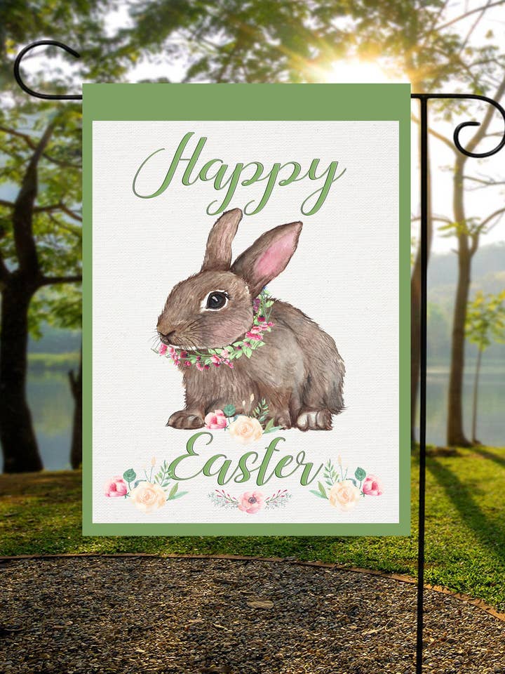 Bandeira do Jardim do Coelho Feliz Páscoa por atacado de Happy Cow Lawn Decor