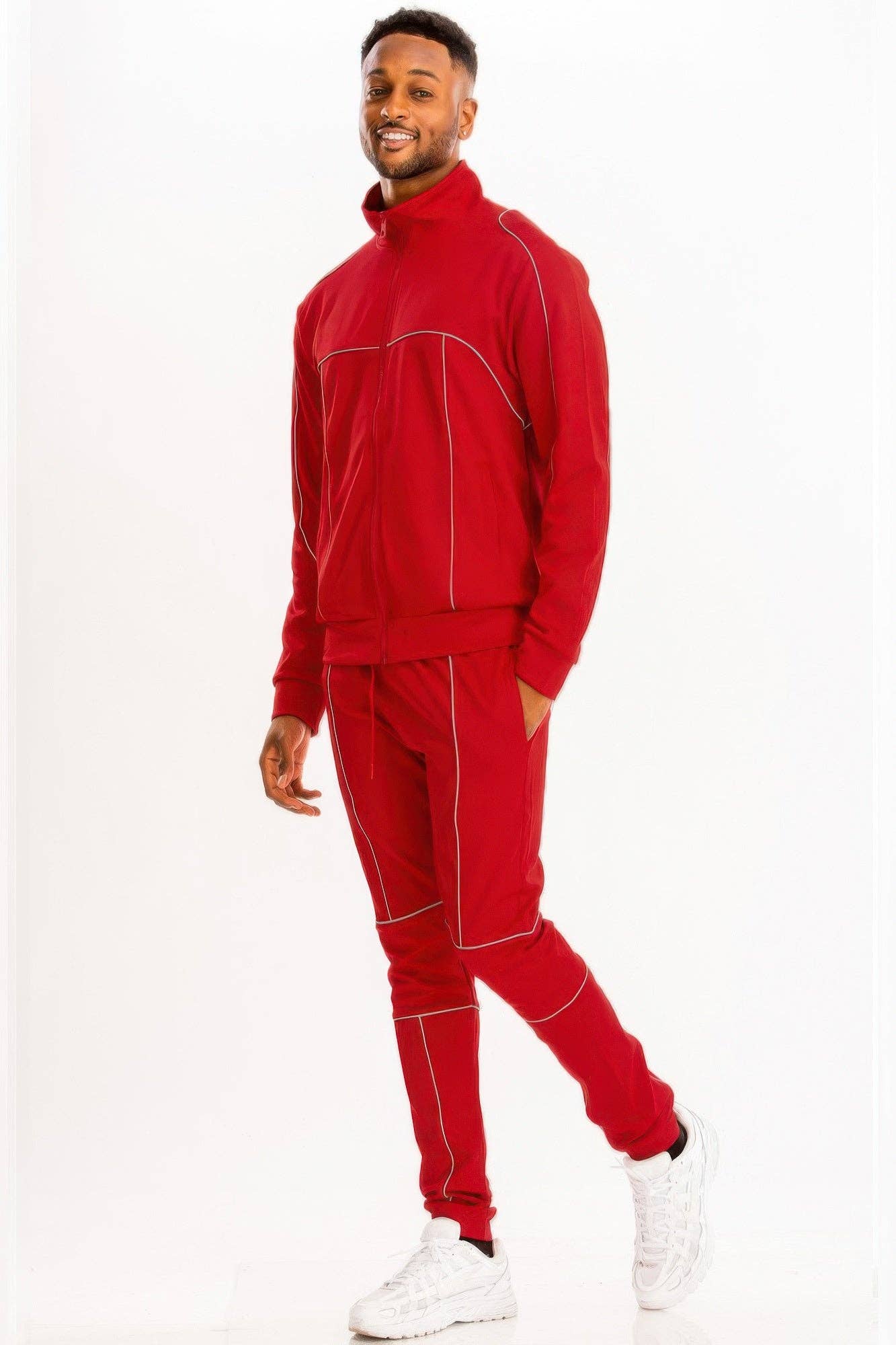 CC Wholesale Clothing - Wholesale Tracksuit - Men's - Reflective Piping Track Set1