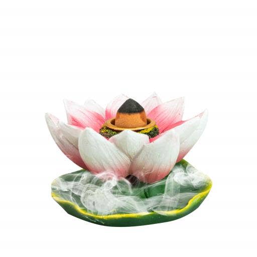 International Gifts Ltd. - Wholesale Incense Holder - Zenn Backflow Incense Burner Lotus Green White Pink-105