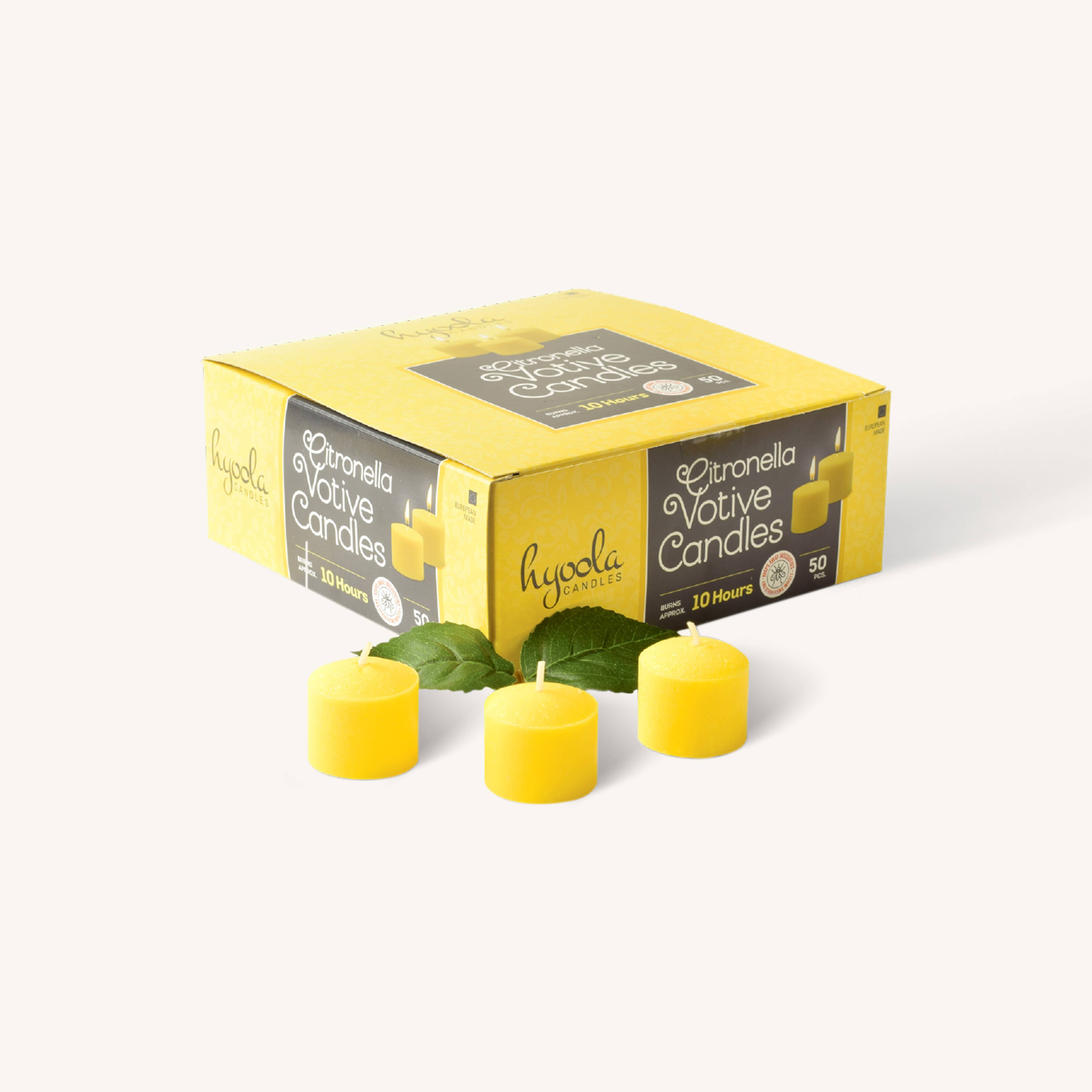 Hyoola Candles - Wholesale Votive Candle - Citronella Votive Candle - 10 Hours - 50 Pack