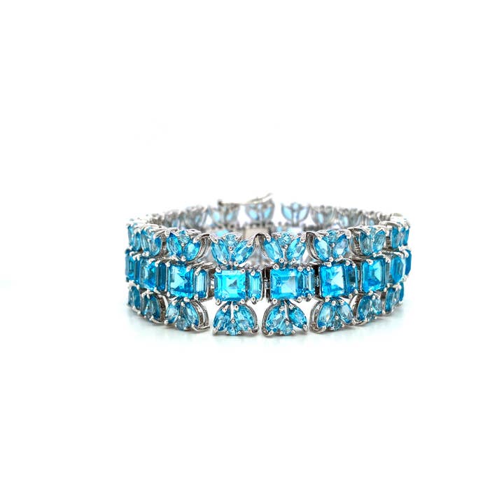 Blue Topaz Bracelet in .925 Sterling Silver - KSD 4738 for wholesale by Kotawala Jewels