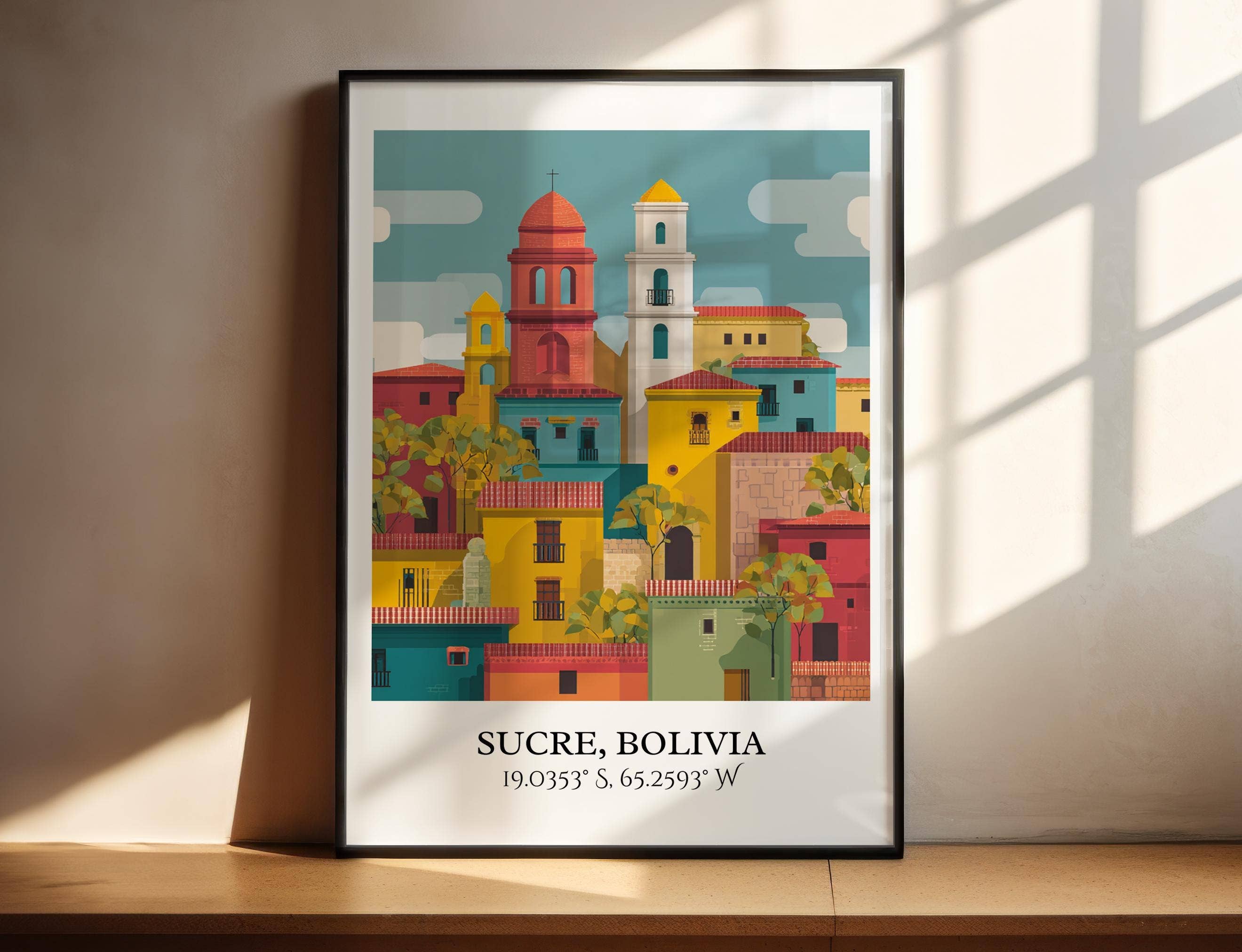 Premium Travel Art - Wholesale Art Print - Sucre Bolivia Art, Sucre Retro Travel Art, Sucre Home Decor, Sucre Bolivia Gift, Bolivia Travel Art, Travel Prints, Housewarming Gift0