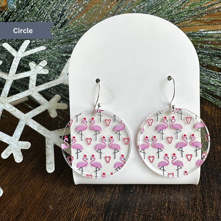 Flamingo Oorbellen, Kerstoorbellen, Flamingo Kerstmis voor wholesale door The Boutique by Sarah