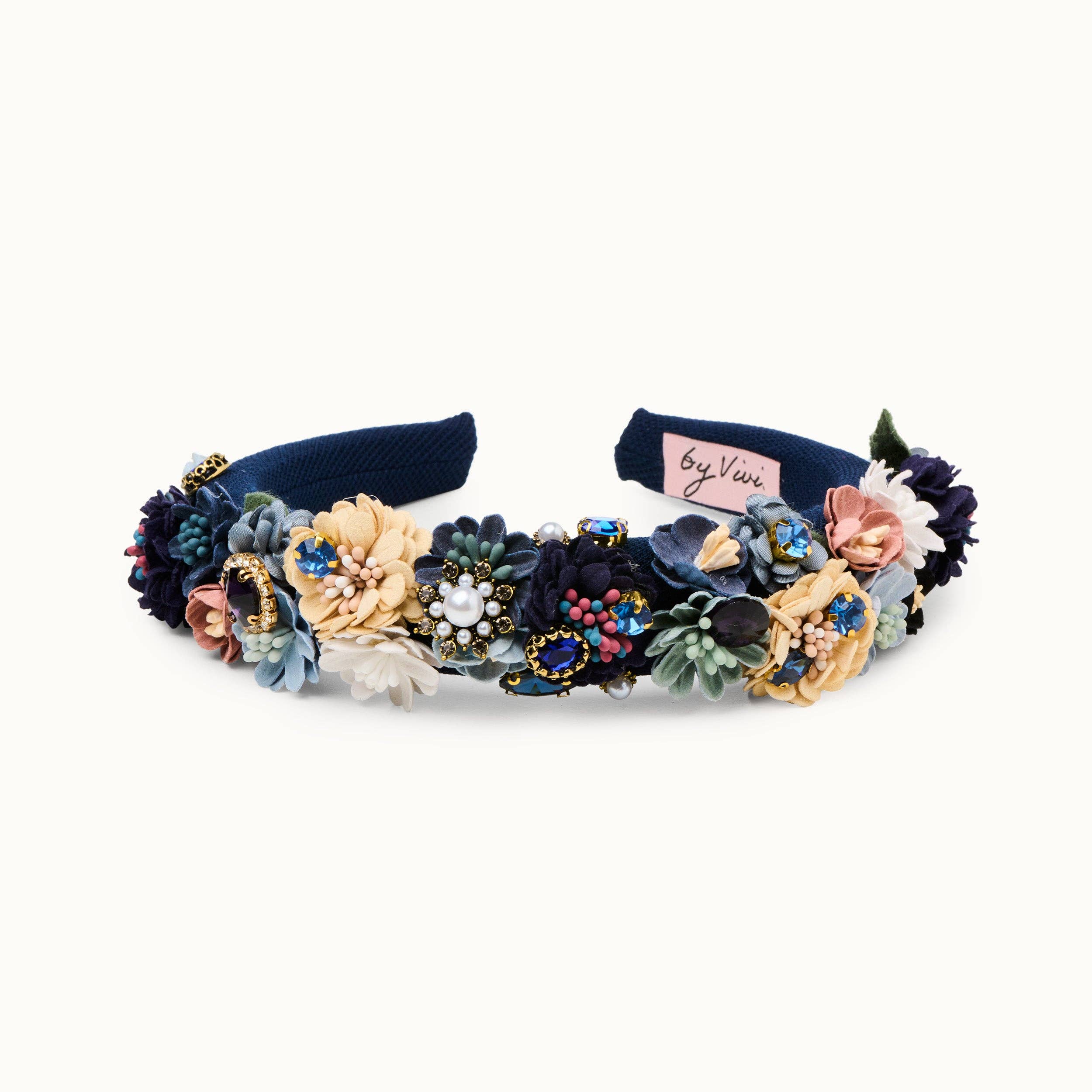 by Vivi. - Wholesale Fashion Headband - Women's - Haarreif Blumen navy