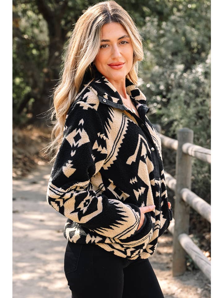 PRETTY BASH - Wholesale Sweatshirt - Women's - Western Aztec Fleece Half Zip Sweatshirt2