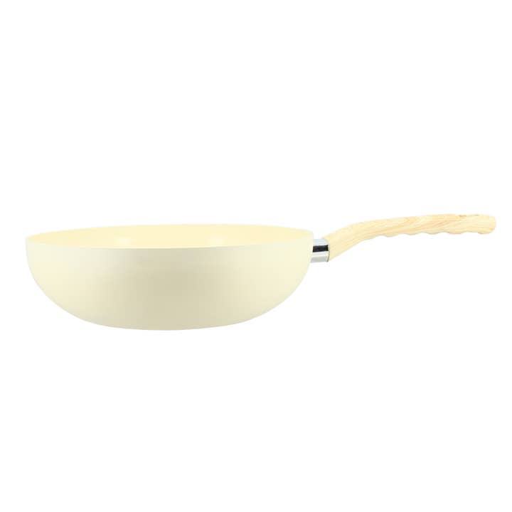 Crèmekleurige aluminium wok van 28 cm - compatibel met inductie voor wholesale door Menastyl