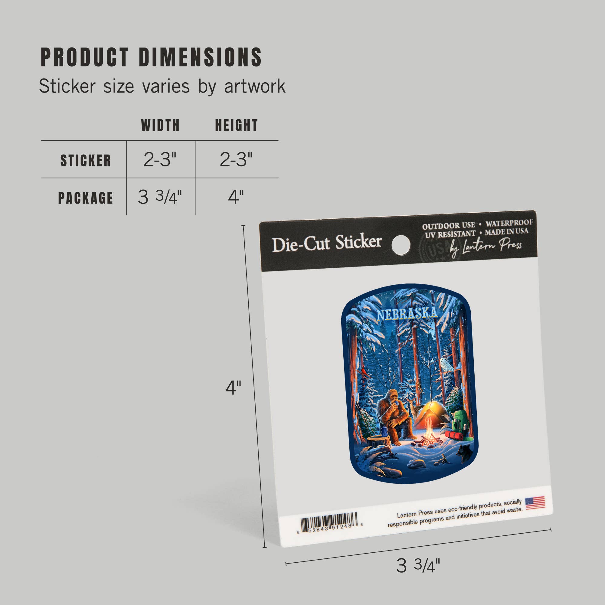 Lantern Press - Wholesale Sticker - STICKERS Nebraska, Inner Squatch, Camping Bigfoot4