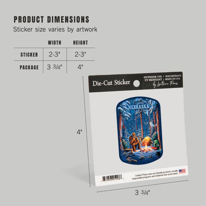 Lantern Press - Wholesale Sticker - STICKERS Nebraska, Inner Squatch, Camping Bigfoot4